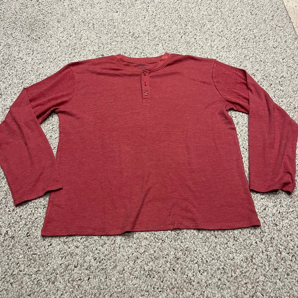 Summersalt Henley Tee L Red Casual Classic Basic Beach Coastal Preppy
